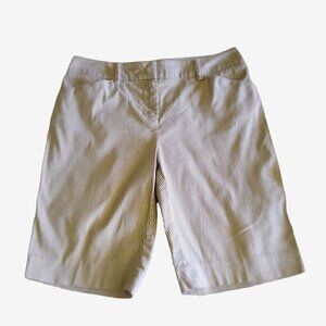 JONES NEW YORK Sport Stretch Striped Bermuda Shorts ~ Tan & White ~ Size 4